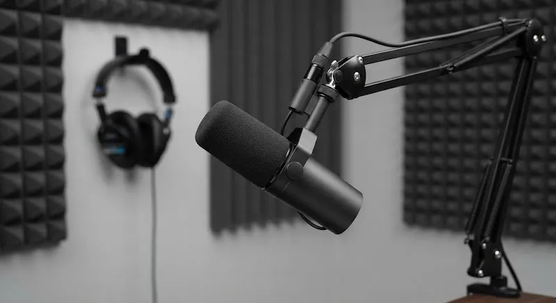 Shure SM7B microphone on a boom arm