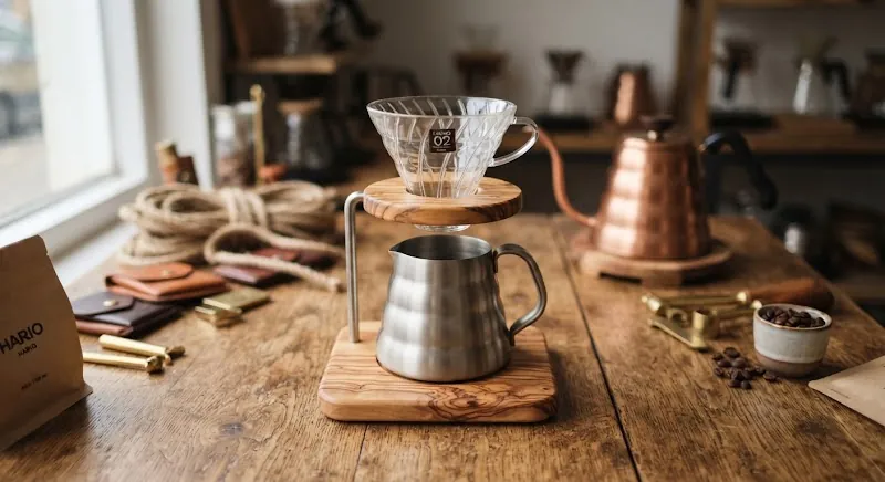 Hario V60 olive wood dripper stand