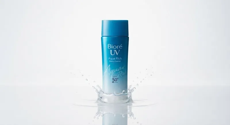 Bioré UV Aqua Rich sunscreen with a water splash